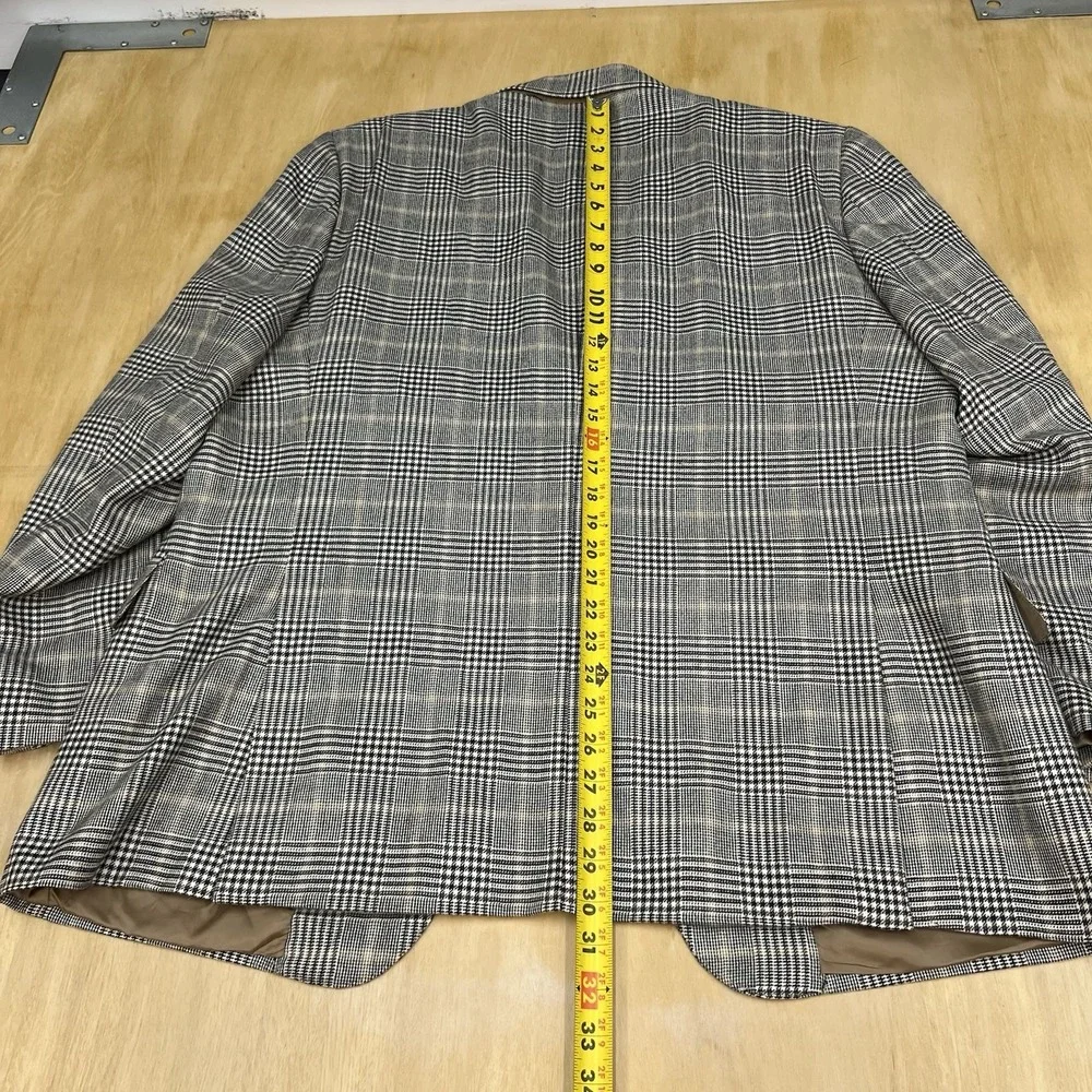 John W. Nordstrom Cashmere Blazer Jacket Sport Coat Mens 46R Cream/Brown/Black